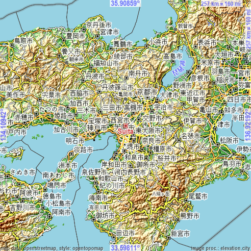 Topographic map of Suita