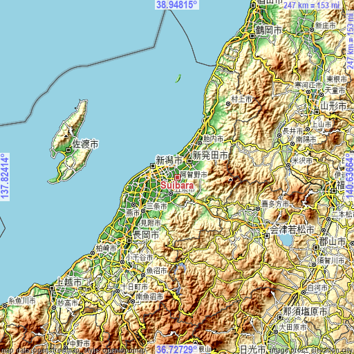 Topographic map of Suibara