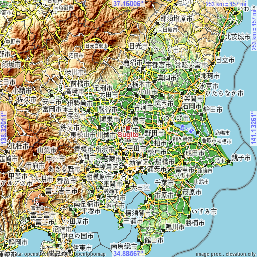 Topographic map of Sugito