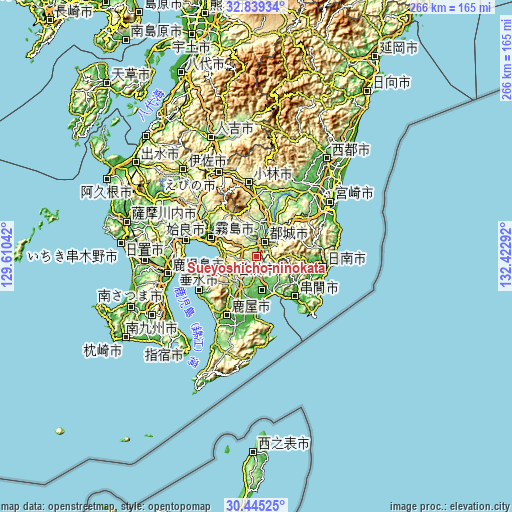 Topographic map of Sueyoshichō-ninokata