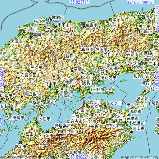 Topographic map of Sōja