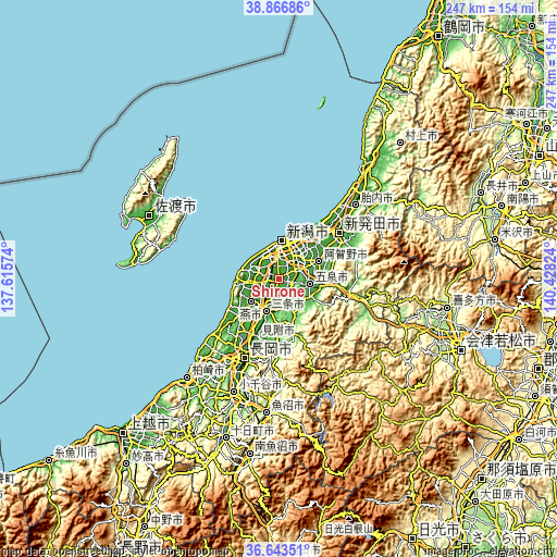 Topographic map of Shirone