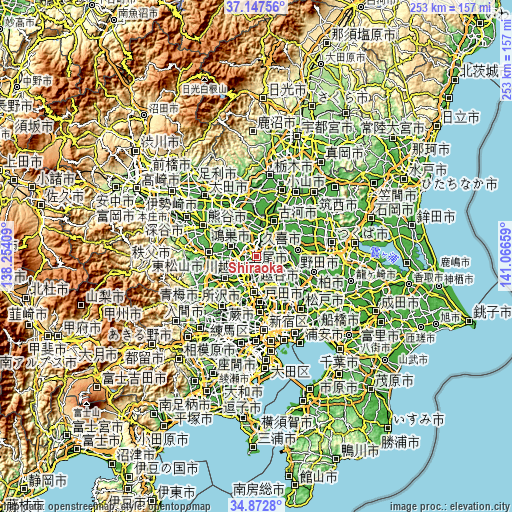 Topographic map of Shiraoka