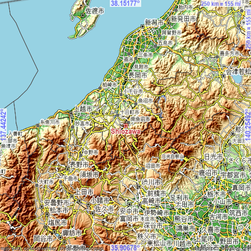 Topographic map of Shiozawa