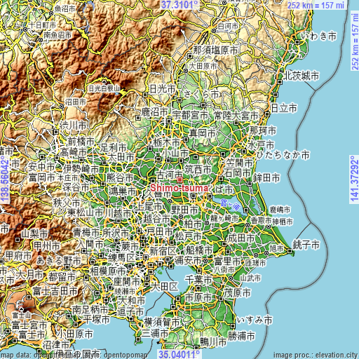 Topographic map of Shimo-tsuma