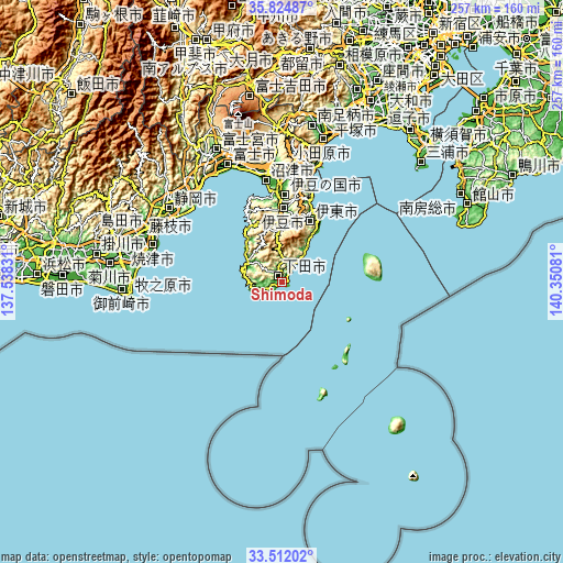 Topographic map of Shimoda