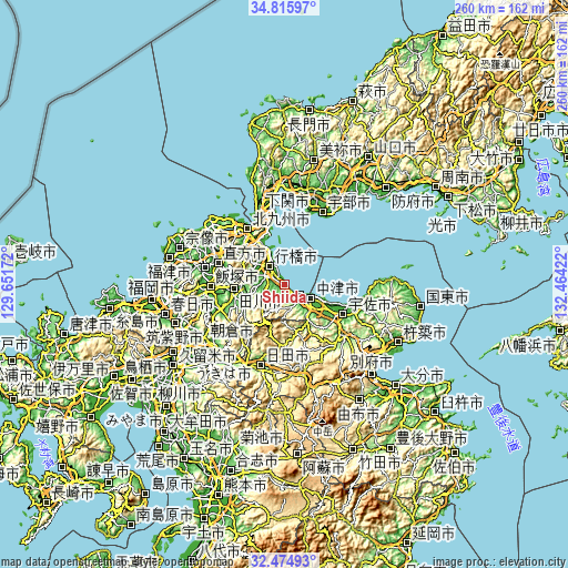 Topographic map of Shiida