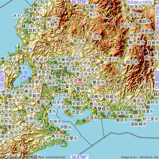 Topographic map of Seto