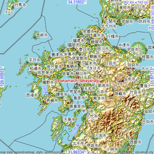 Topographic map of Setakamachi-takayanagi