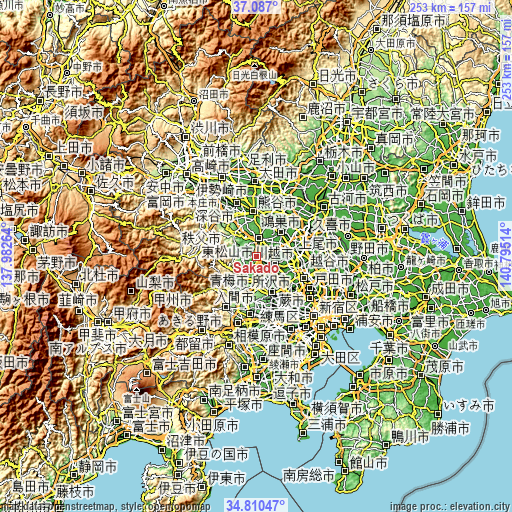 Topographic map of Sakado