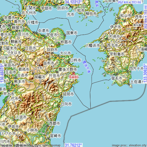 Topographic map of Saiki