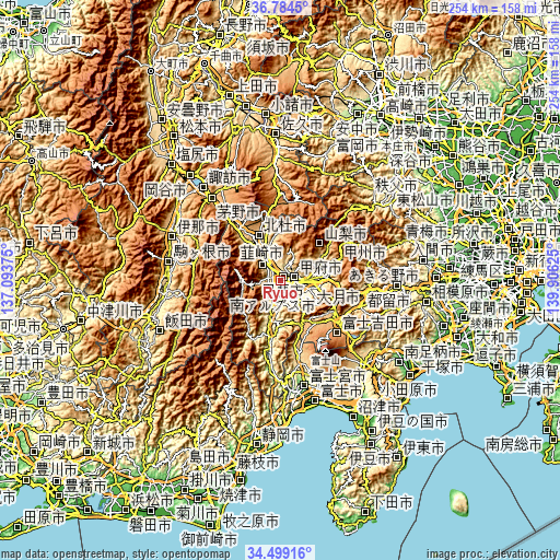 Topographic map of Ryūō