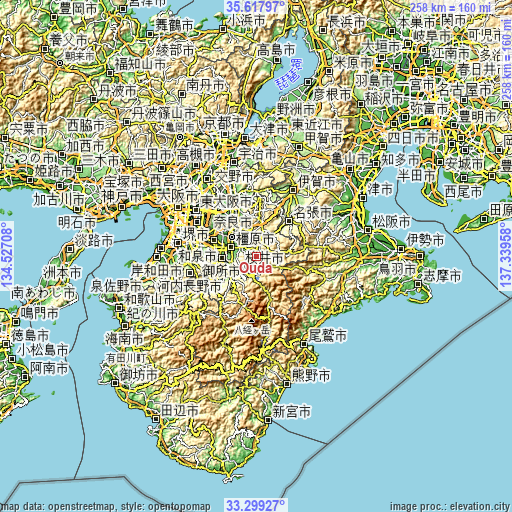 Topographic map of Ōuda