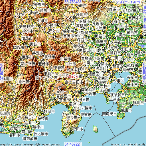 Topographic map of Ōtsuki