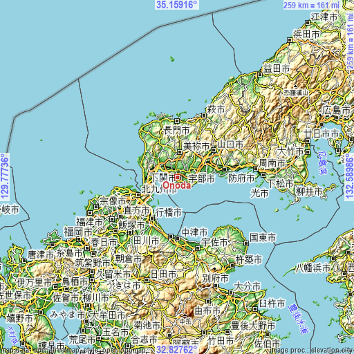 Topographic map of Onoda