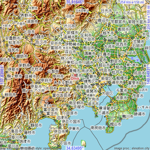 Topographic map of Ōme