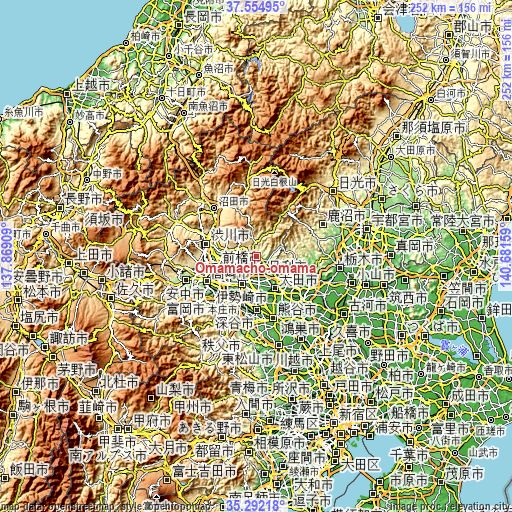 Topographic map of Ōmamachō-ōmama