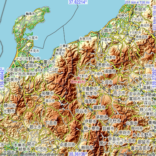 Topographic map of Ōmachi