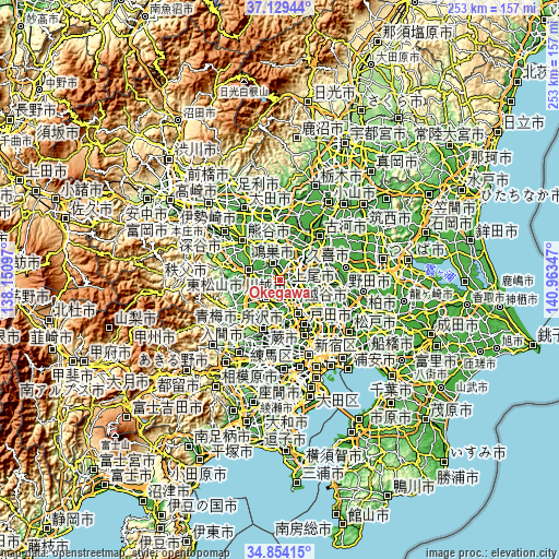 Topographic map of Okegawa