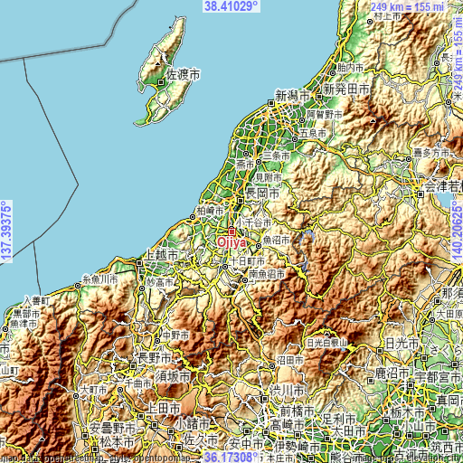 Topographic map of Ojiya