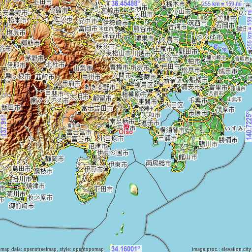 Topographic map of Ōiso