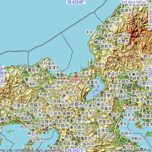 Topographic map of Obama