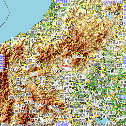 Topographic map of Numata