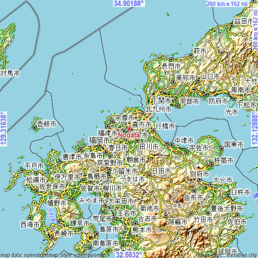 Topographic map of Nōgata