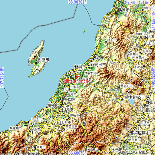 Topographic map of Niitsu-honchō