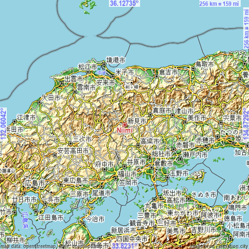 Topographic map of Niimi