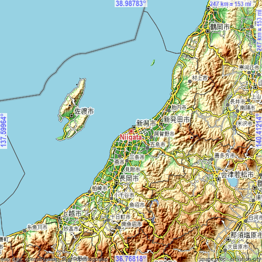 Topographic map of Niigata