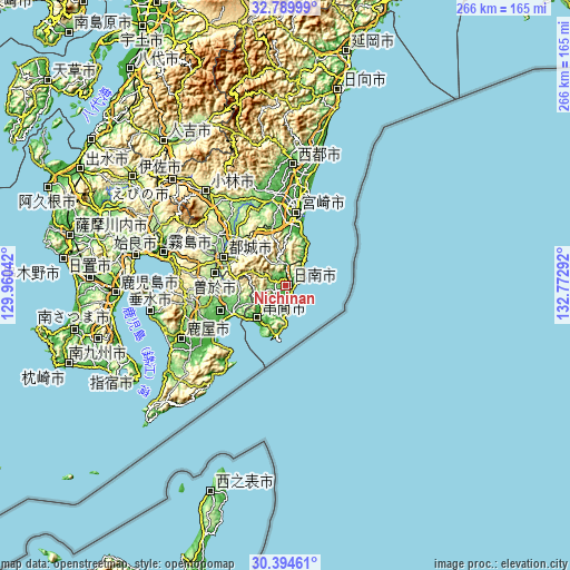 Topographic map of Nichinan