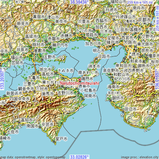 Topographic map of Narutochō-mitsuishi