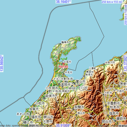 Topographic map of Nanao