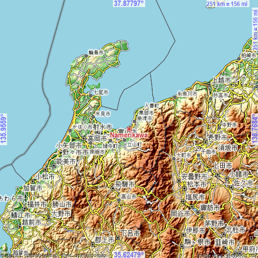 Topographic map of Namerikawa