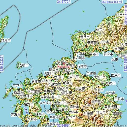 Topographic map of Nakama