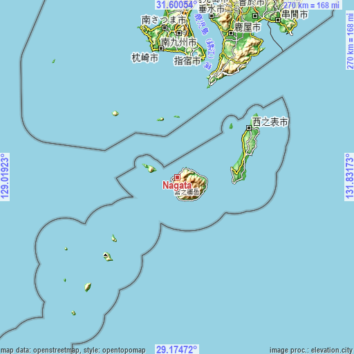 Topographic map of Nagata