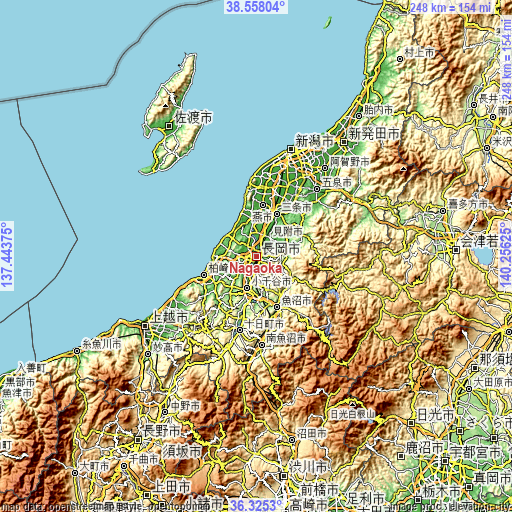 Topographic map of Nagaoka