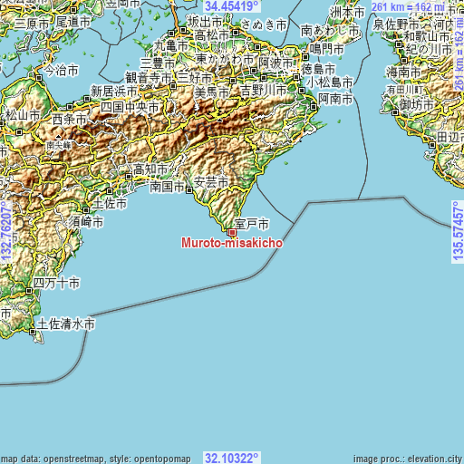 Topographic map of Muroto-misakicho