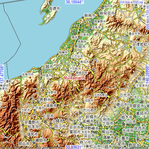 Topographic map of Muikamachi
