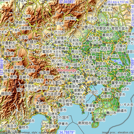 Topographic map of Morohongō