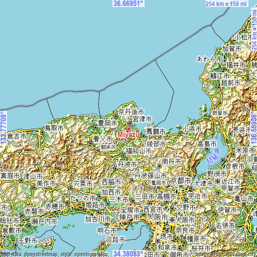 Topographic map of Miyazu