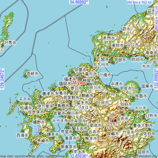 Topographic map of Miyata