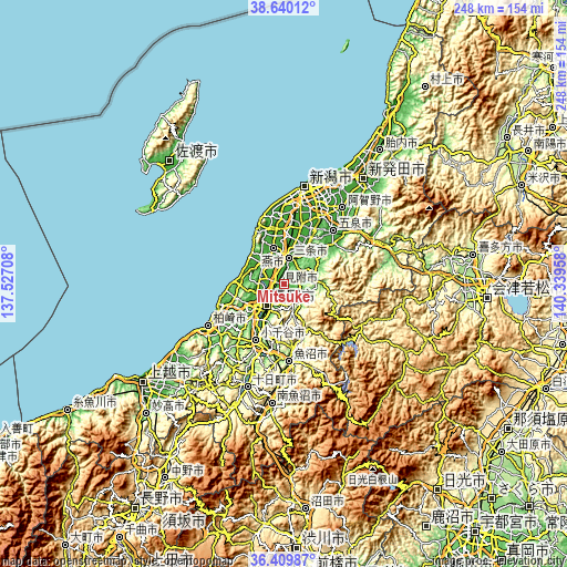 Topographic map of Mitsuke