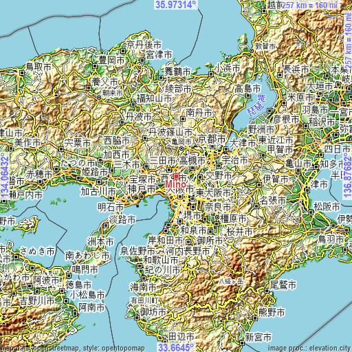 Topographic map of Mino