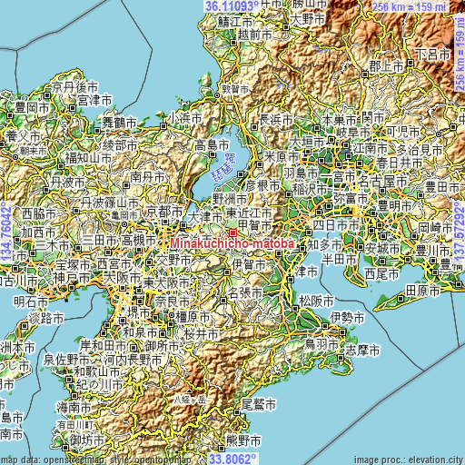 Topographic map of Minakuchichō-matoba