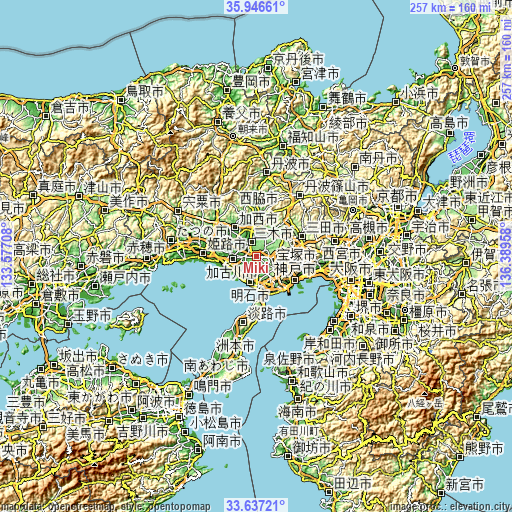 Topographic map of Miki