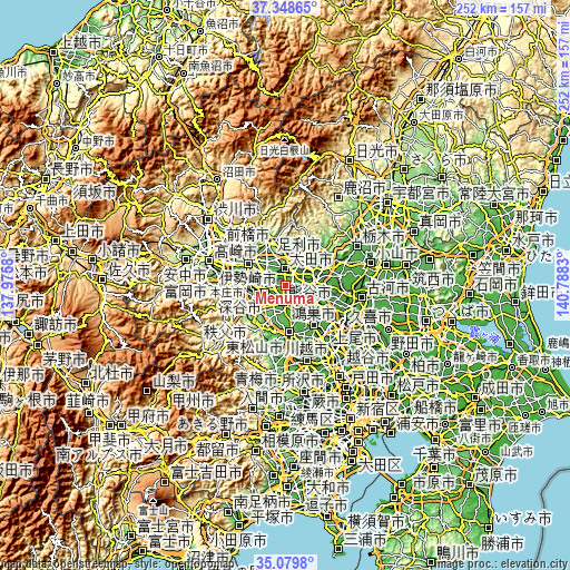 Topographic map of Menuma