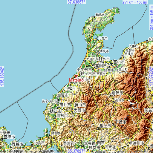 Topographic map of Matsutō
