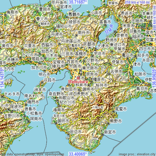 Topographic map of Matsubara